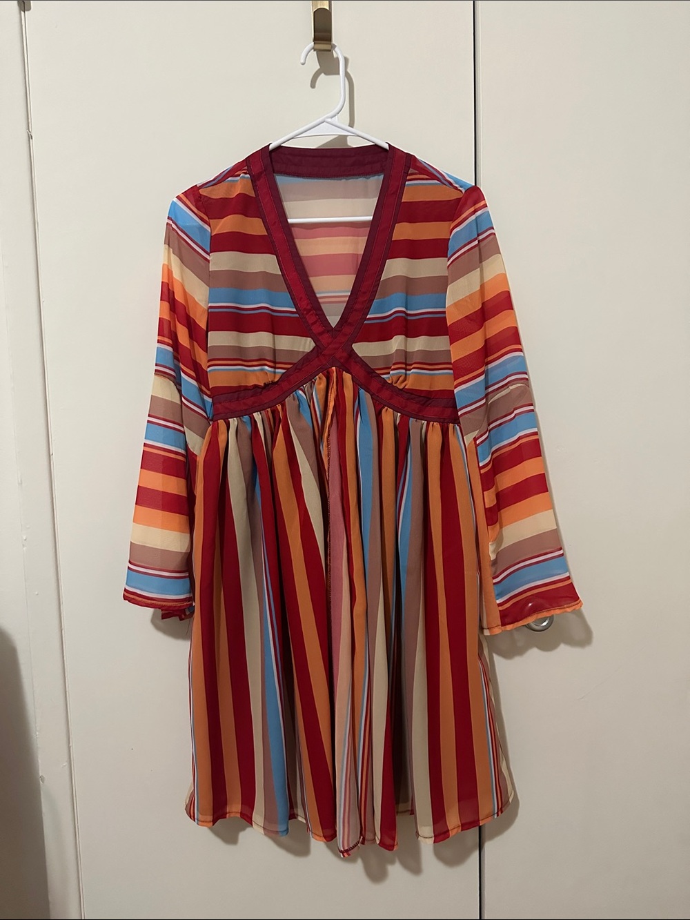 WandaVision 70s Multicolor Striped V-Neck Dress